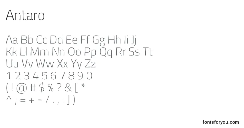 Schriftart Antaro – Alphabet, Zahlen, spezielle Symbole
