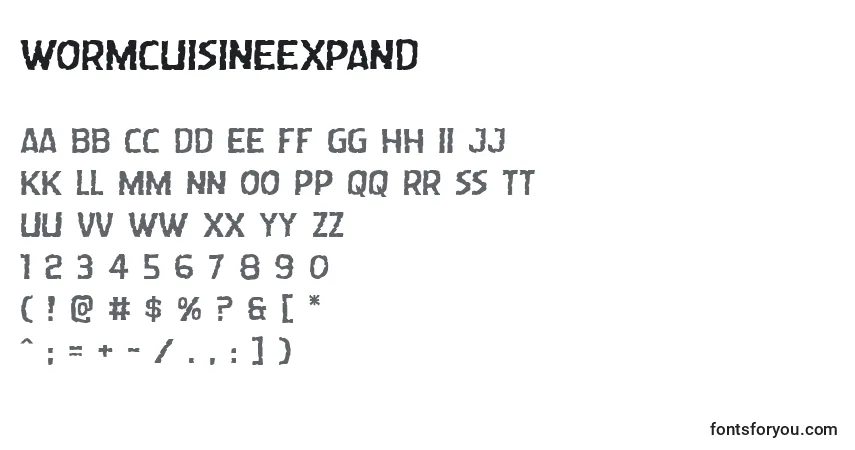 Шрифт Wormcuisineexpand – алфавит, цифры, специальные символы