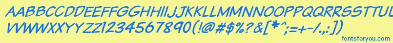 Vtcsundaykomixcapsitalic Font – Blue Fonts on Yellow Background