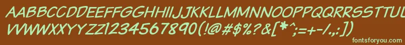 Vtcsundaykomixcapsitalic Font – Green Fonts on Brown Background