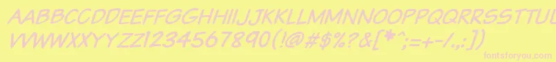 Vtcsundaykomixcapsitalic Font – Pink Fonts on Yellow Background