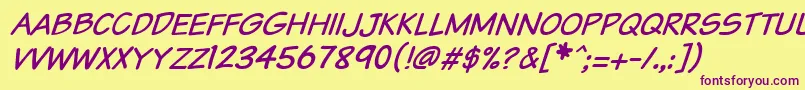 Vtcsundaykomixcapsitalic Font – Purple Fonts on Yellow Background