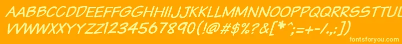 フォントVtcsundaykomixcapsitalic – オレンジの背景に黄色の文字