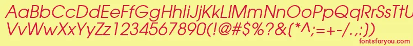 TexGyreAdventorItalic Font – Red Fonts on Yellow Background