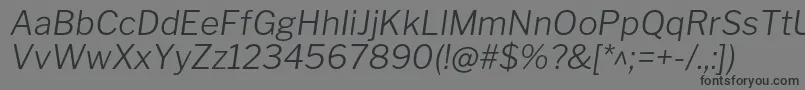 Fonte LibrefranklinLightitalic – fontes pretas em um fundo cinza