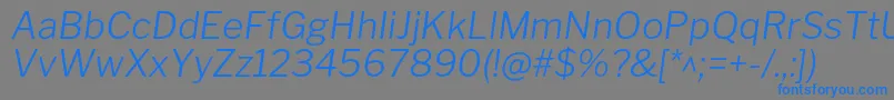 フォントLibrefranklinLightitalic – 灰色の背景に青い文字