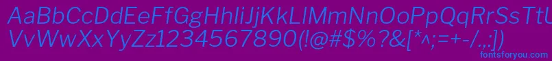 フォントLibrefranklinLightitalic – 紫色の背景に青い文字