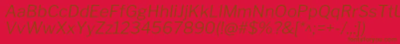LibrefranklinLightitalic-Schriftart – Braune Schriften auf rotem Hintergrund