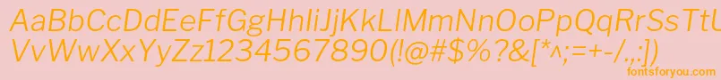 フォントLibrefranklinLightitalic – オレンジの文字がピンクの背景にあります。