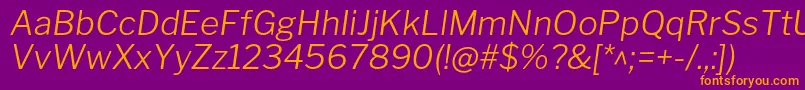 LibrefranklinLightitalic-fontti – oranssit fontit violetilla taustalla