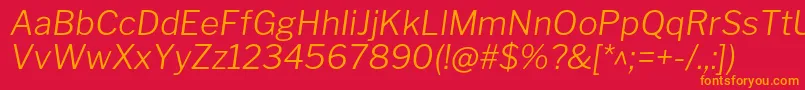 Fonte LibrefranklinLightitalic – fontes laranjas em um fundo vermelho