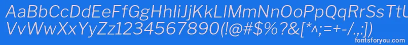 フォントLibrefranklinLightitalic – ピンクの文字、青い背景