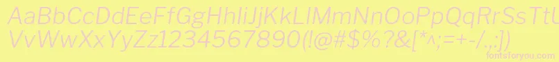 LibrefranklinLightitalic-Schriftart – Rosa Schriften auf gelbem Hintergrund