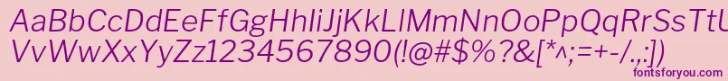 フォントLibrefranklinLightitalic – ピンクの背景に紫のフォント