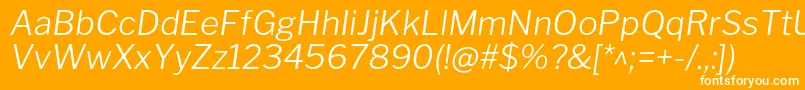 LibrefranklinLightitalic-fontti – valkoiset fontit oranssilla taustalla