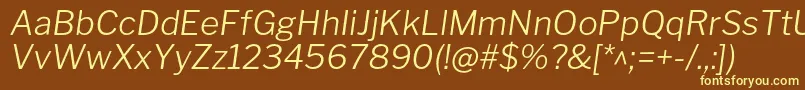 Fonte LibrefranklinLightitalic – fontes amarelas em um fundo marrom