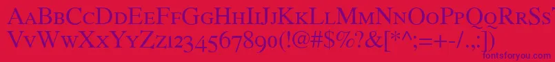 RomandeadfstylestdRegular Font – Purple Fonts on Red Background