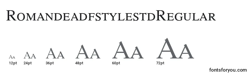 Размеры шрифта RomandeadfstylestdRegular