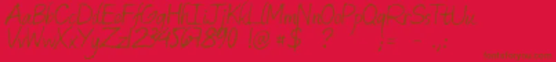 OldBookshopHk-Schriftart – Braune Schriften auf rotem Hintergrund