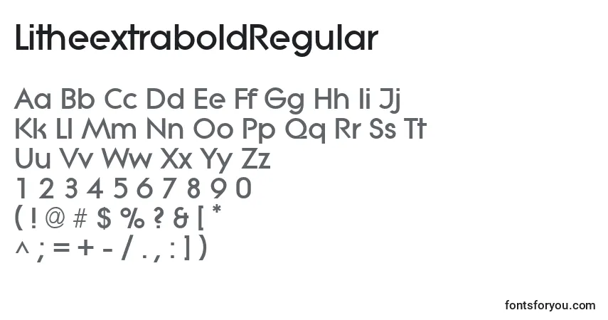 A fonte LitheextraboldRegular – alfabeto, números, caracteres especiais