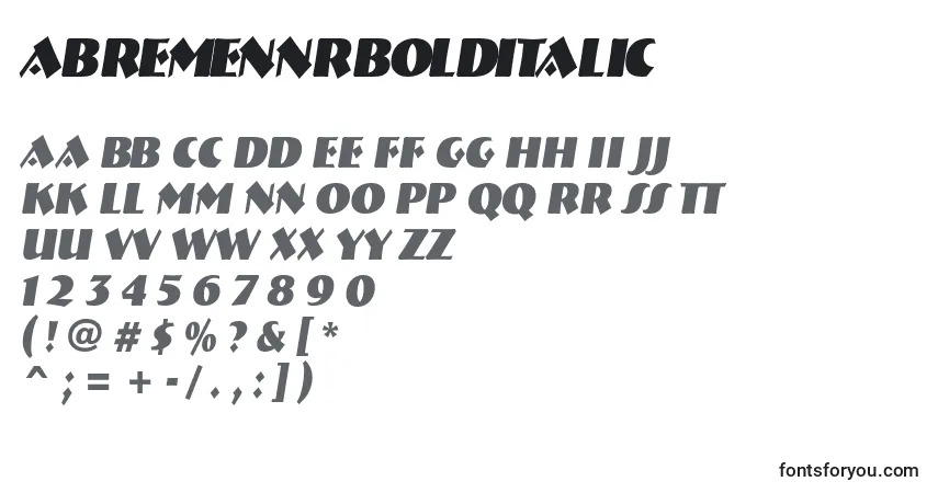 Шрифт ABremennrBolditalic – алфавит, цифры, специальные символы
