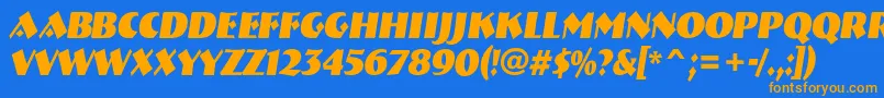 フォントABremennrBolditalic – オレンジ色の文字が青い背景にあります。