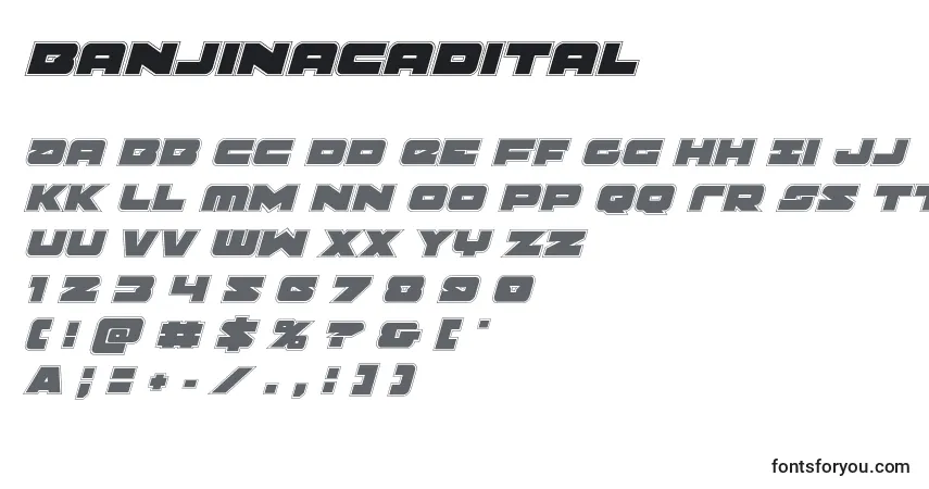 Schriftart Banjinacadital – Alphabet, Zahlen, spezielle Symbole