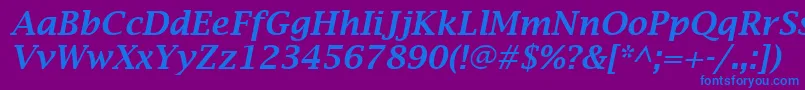 LucidaBrightDemiboldItalic Font – Blue Fonts on Purple Background