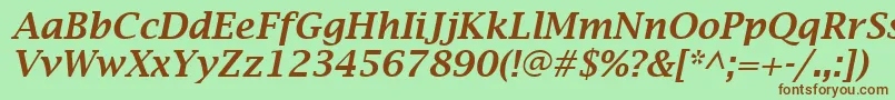 LucidaBrightDemiboldItalic Font – Brown Fonts on Green Background