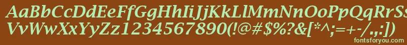 LucidaBrightDemiboldItalic-fontti – vihreät fontit ruskealla taustalla