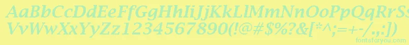LucidaBrightDemiboldItalic Font – Green Fonts on Yellow Background