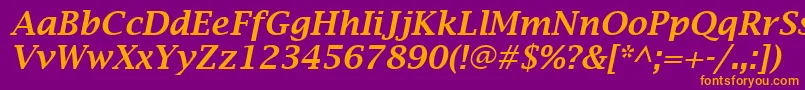 LucidaBrightDemiboldItalic Font – Orange Fonts on Purple Background