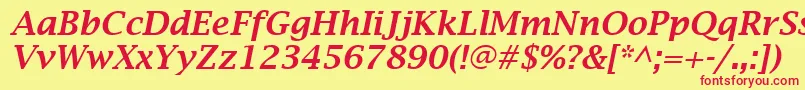 LucidaBrightDemiboldItalic Font – Red Fonts on Yellow Background