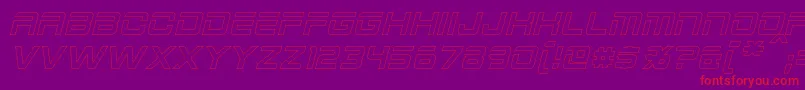 フォント2015CruiserHollowItalic – 紫の背景に赤い文字