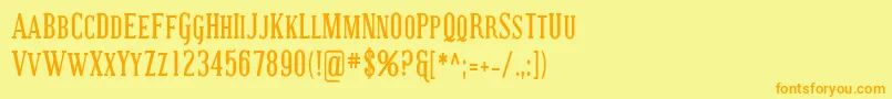 フォントCoving23 – オレンジの文字が黄色の背景にあります。