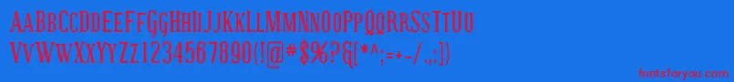 Coving23-Schriftart – Rote Schriften auf blauem Hintergrund