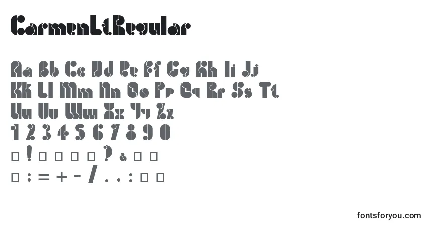 Schriftart CarmenLtRegular – Alphabet, Zahlen, spezielle Symbole