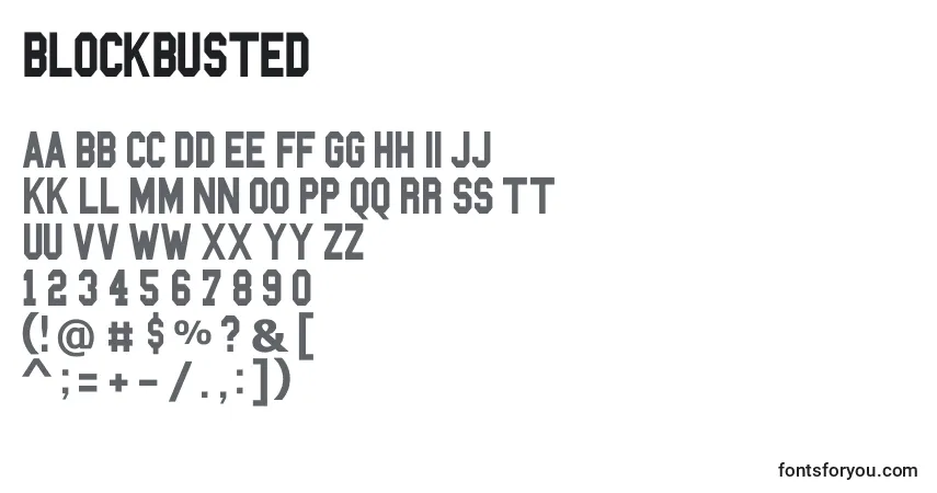 Шрифт Blockbusted – алфавит, цифры, специальные символы