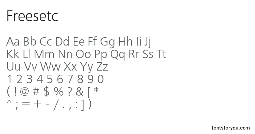 A fonte Freesetc – alfabeto, números, caracteres especiais