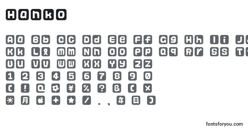 Schriftart Hanko – Alphabet, Zahlen, spezielle Symbole