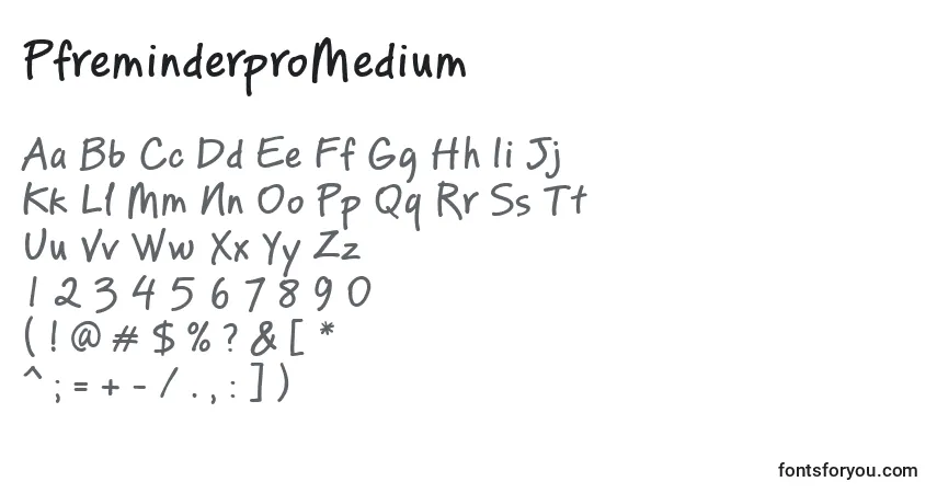 A fonte PfreminderproMedium – alfabeto, números, caracteres especiais