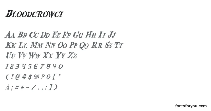 Шрифт Bloodcrowci – алфавит, цифры, специальные символы