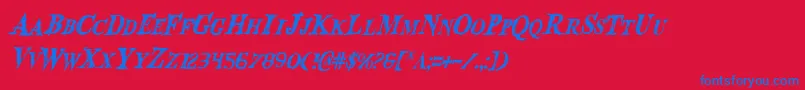 Bloodcrowci Font – Blue Fonts on Red Background
