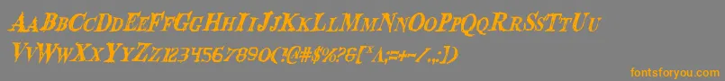 フォントBloodcrowci – オレンジの文字は灰色の背景にあります。