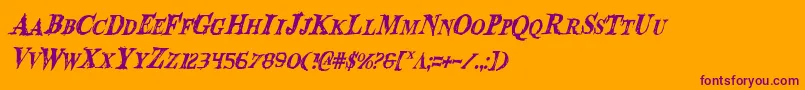 Bloodcrowci-Schriftart – Violette Schriften auf orangefarbenem Hintergrund