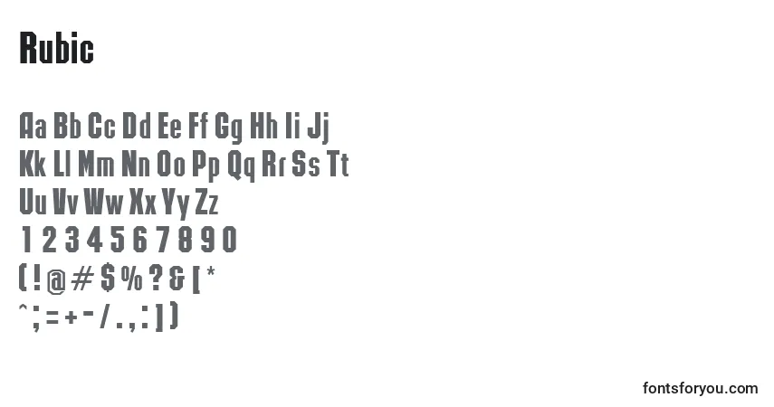 A fonte Rubic – alfabeto, números, caracteres especiais