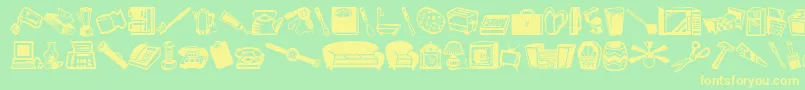 MiniPicsLilStuff Font – Yellow Fonts on Green Background