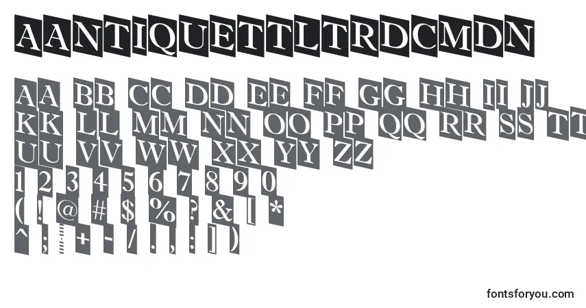 Czcionka AAntiquettltrdcmdn – alfabet, cyfry, specjalne znaki