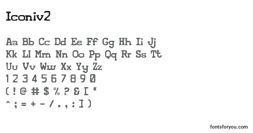 A fonte Iconiv2 – alfabeto, números, caracteres especiais