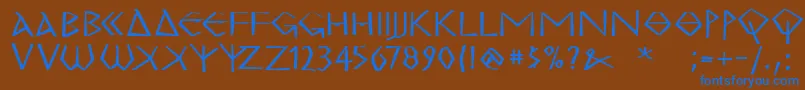 フォントMkgrecoExtrabold – 茶色の背景に青い文字